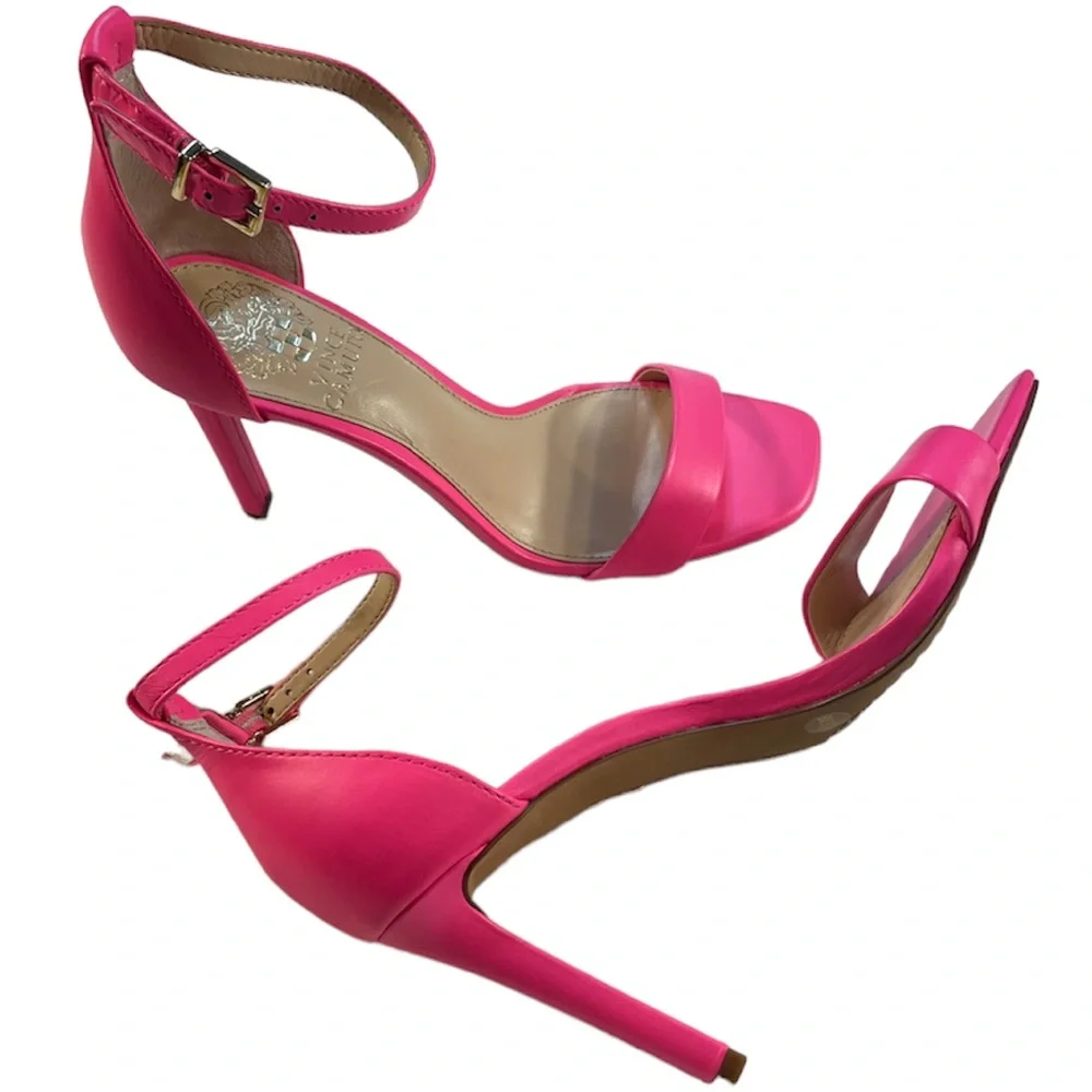 NWOB Vince Camuto Lauralie Hot Neon Pink 3.5” Ankle Strap Stilettos Size 6 - Picture 1 of 14